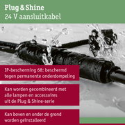 Zwart 24V Plug & Shine aansluitkabel met IP68 bescherming tegen permanente onderdompeling