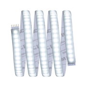 Flexibles LED-Lichtband mit weißen LEDs und selbstklebender Rückseite für vielseitige Beleuchtung.