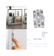 LED-Lichtband mit Schalter und Netzteil in Weiß für flexible Beleuchtung und Wohnraumakzente