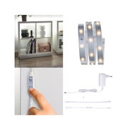 LED-Lichtband mit Schalter und Netzteil in Weiß für flexible Beleuchtung und Wohnraumakzente