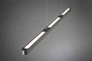 Moderne LED-Pendelleuchte aus Aluminium in Grau mit warmweißem Licht für Wohnräume