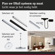 Modulair URail railsysteem met aluminium rails in zwart en wit voor flexibele LED-verlichting