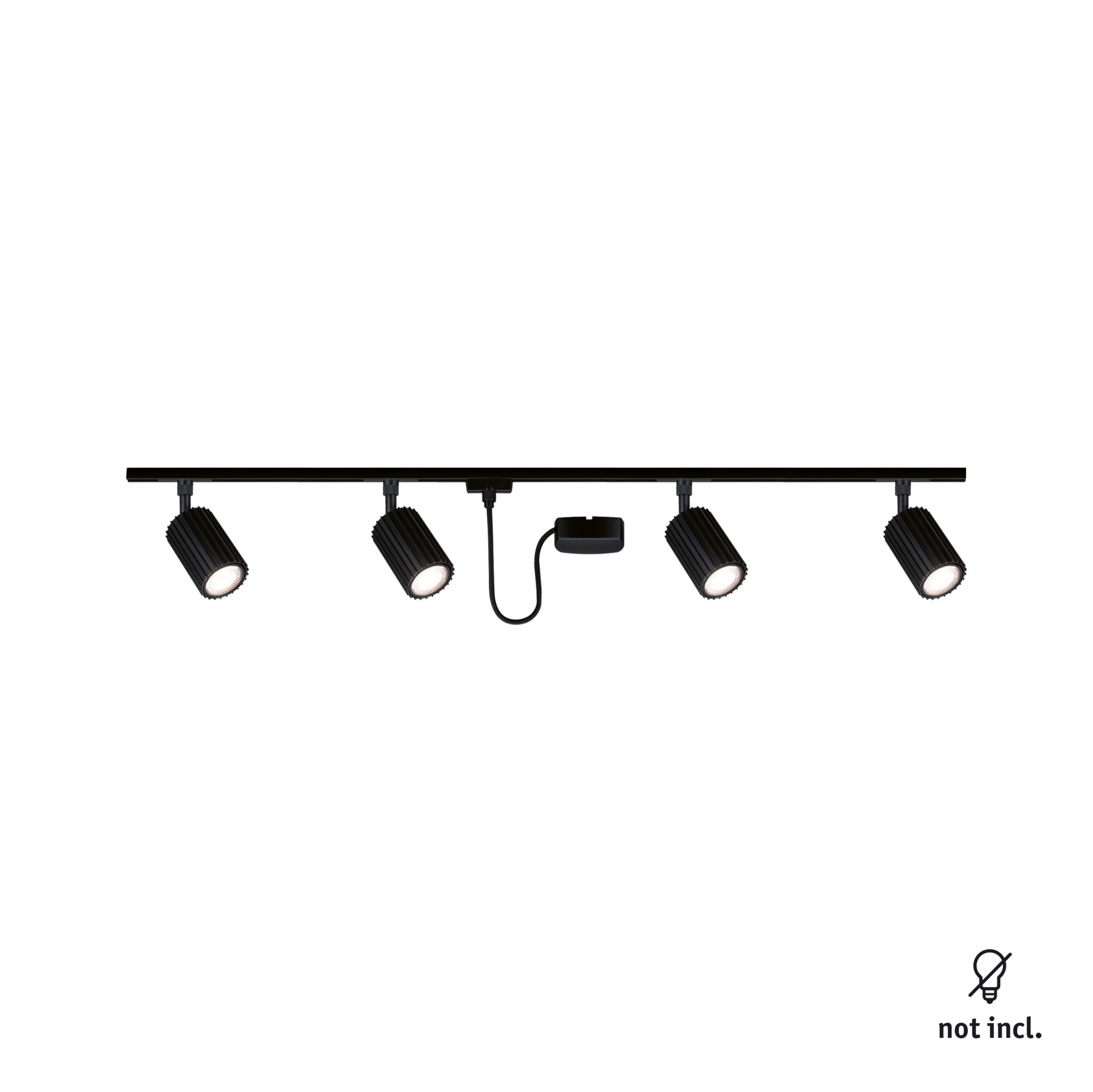 URail Spot sur rail Lirena Kit de démarrage Alimentation centrale GU10 max. 10W 230V Noir mat