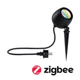 Black LED garden spotlight with ground spike and cable for Zigbee smart home lighting