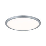 Runde LED-Deckenleuchte mit silbernem Aluminiumrahmen und weißem Diffusor für modernes Raumlicht