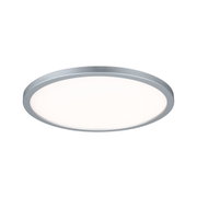 Rundes Deckenlicht mit silbernem Aluminiumrahmen und weißem Diffusor für moderne Innenbeleuchtung