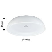 Runde weiße Deckenleuchte aus Kunststoff mit 410 mm Durchmesser und 90 mm Höhe für Wohnräume.