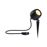 Black LED garden spotlight with ground spike and cable for outdoor and accent lighting