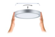 Rundes LED-Deckenpanel aus silbernem Aluminium mit weißem Diffusor, einfache Montageanleitung