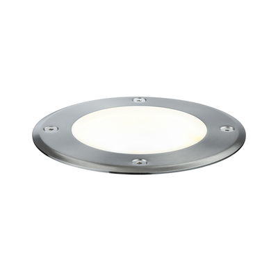 Ronde LED inbouwlamp van geborsteld roestvrij staal met witte diffuser voor buitenverlichting