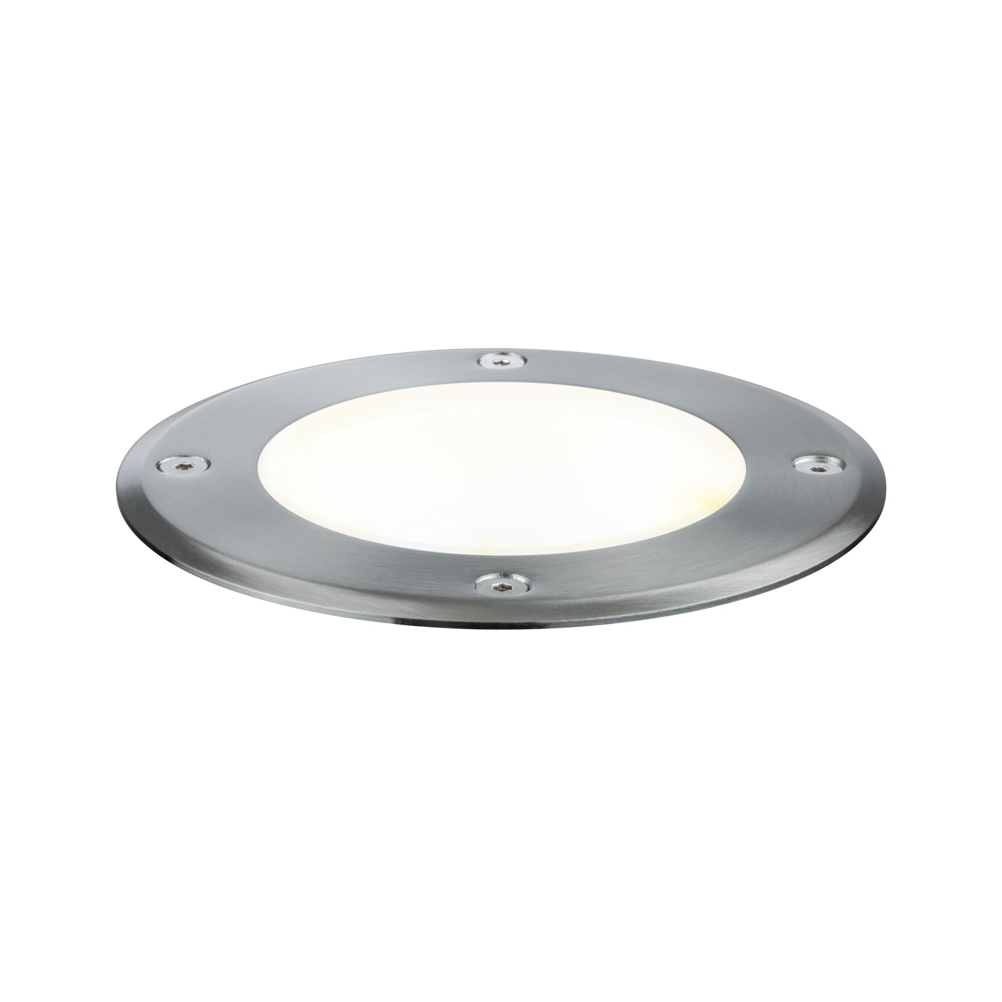 Spot encastré LED rond en acier inoxydable brossé avec diffuseur blanc pour éclairage extérieur