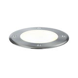 Spot encastré LED rond en acier inoxydable brossé avec diffuseur blanc pour éclairage extérieur