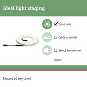 Flexible white LED light strip with connector cable for customizable indoor lighting solutions