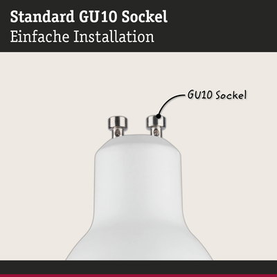 Nahaufnahme eines weißen GU10 Sockels mit Metallkontakten für einfache Lampeninstallation