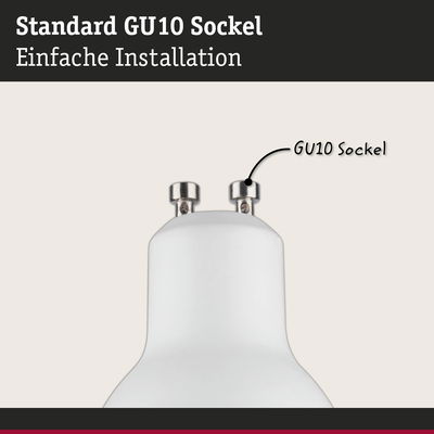 Nahaufnahme eines weißen GU10 Sockels mit Metallkontakten für einfache Lampeninstallation