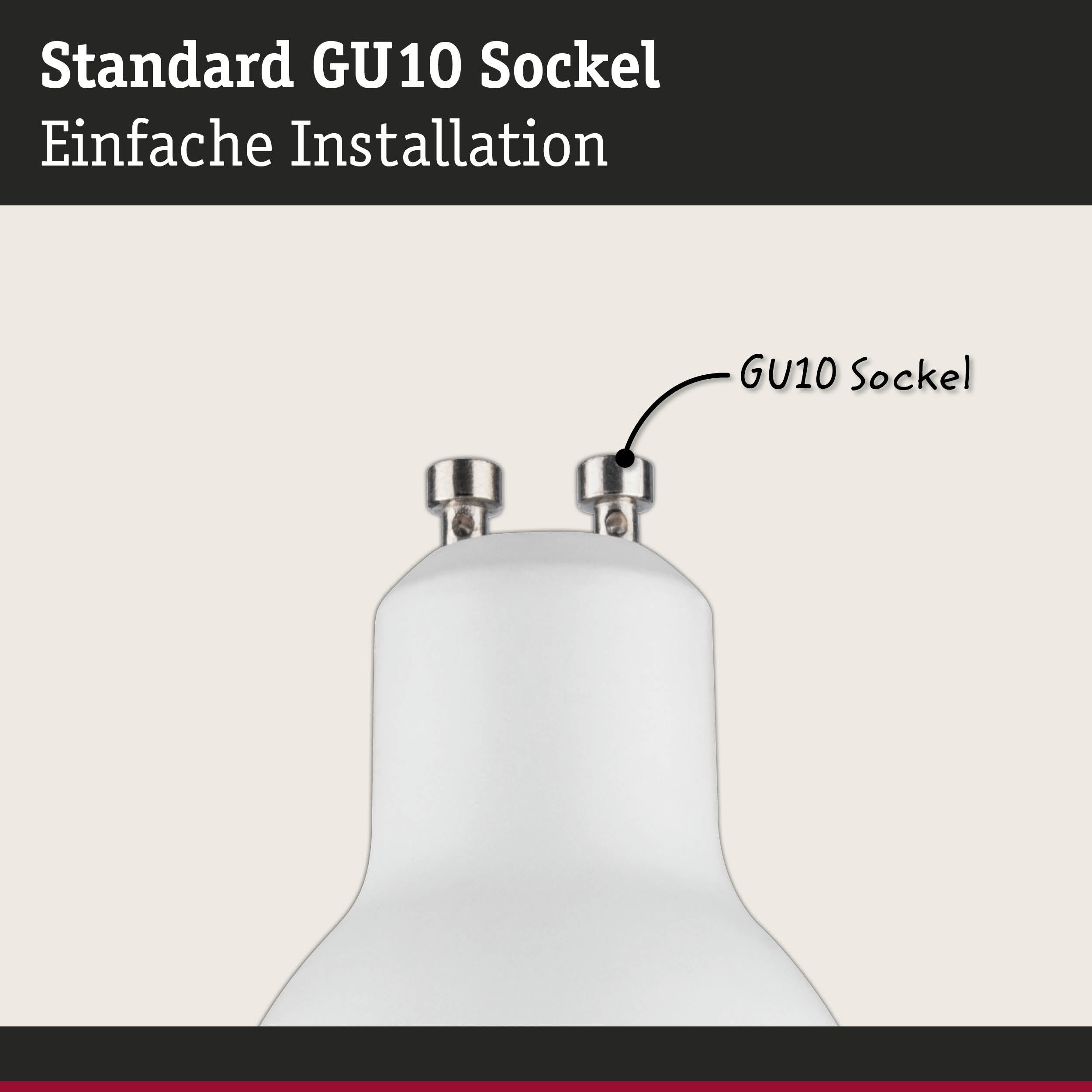 Standard GU10 Sockel aus weißem Material mit Metallkontakten für einfache Lampeninstallation