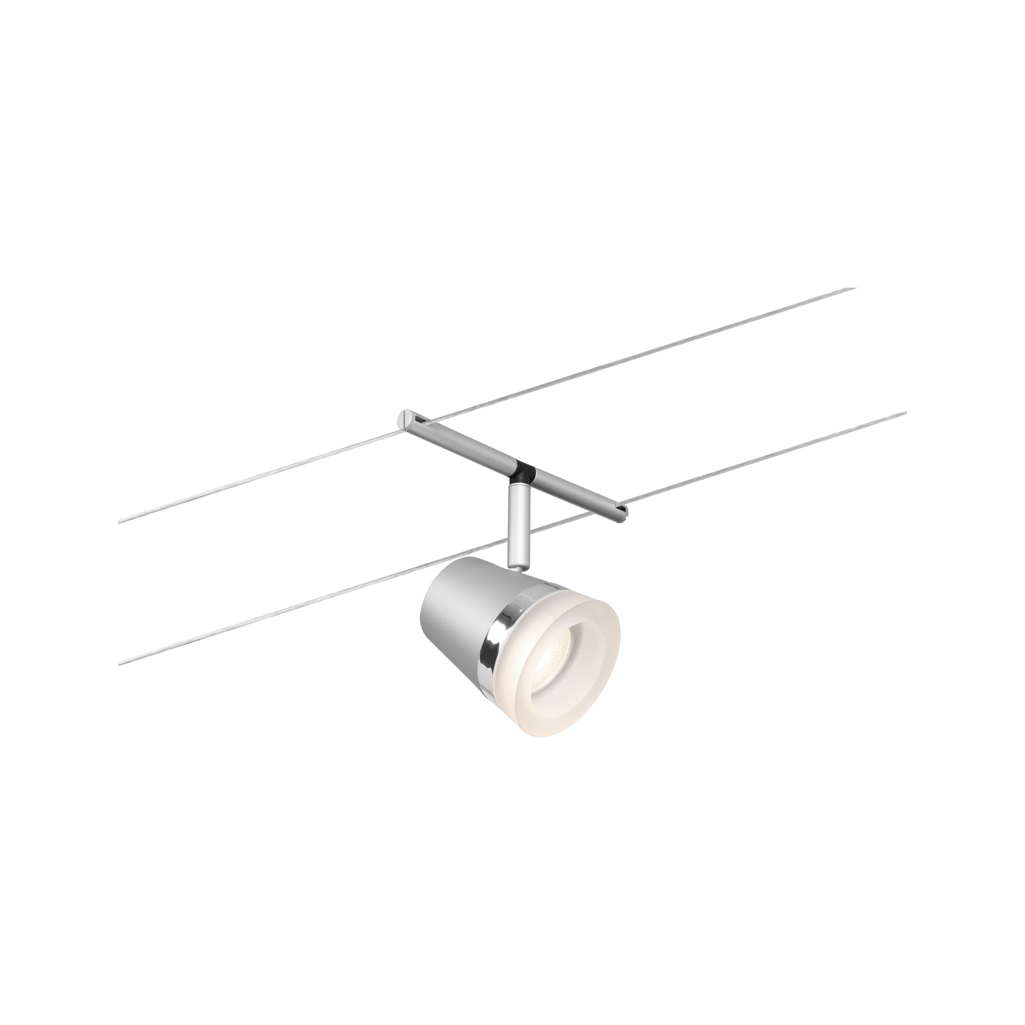 Moderner LED-Seilstrahler in Silber mit weißem Licht für flexible Raumbeleuchtung