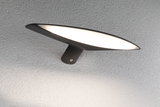 Schwarze LED-Wandleuchte aus Metall mit breitem, flachem Leuchtenschirm für moderne Innenbeleuchtung