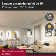 Lot de 10 lampes encastrées 350 lumens avec lumière blanc chaud 3000K pour salon confortable