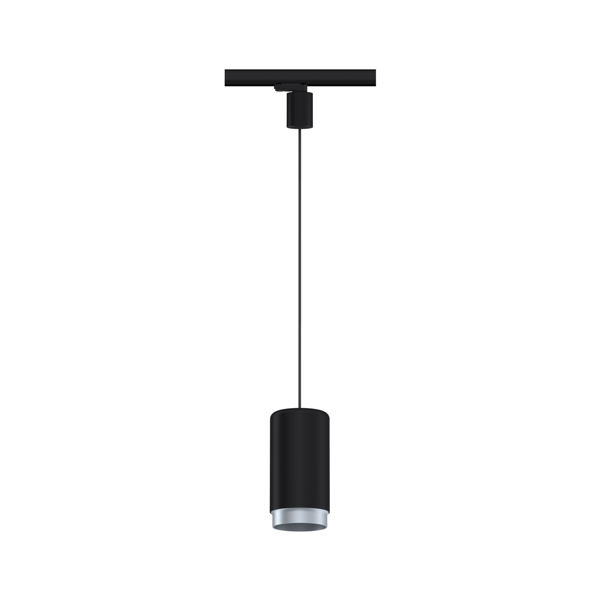 Schwarze LED-Pendelleuchte aus Metall mit silbernem Reflektor für moderne Innenbeleuchtung