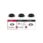 Lot de trois spots encastrés noirs en métal avec cadre réglable pour éclairage LED