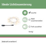 Weiße LED-Lichterkette mit Anschlusskabel für flexible Lichtinszenierung und einfache Erweiterung
