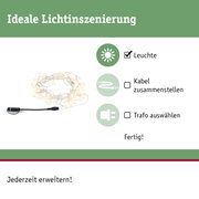 LED-Lichterkette mit warmweißen Kugeln und transparentem Kabel für flexible Lichtgestaltung