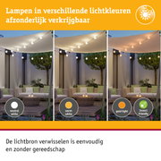Buitenverlichting met lampen in neutraal wit, warm wit en goudkleurig licht voor tuin en terras