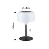 Lampe de table moderne avec abat-jour en verre blanc et base en métal noir, hauteur 240 mm, diamètre 148 mm