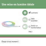 Bande lumineuse LED multicolore enroulée avec liste pour luminaire, câble et transformateur