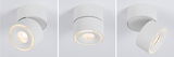 Modern white metal ceiling spotlight with warm white LED ring for adjustable lighting