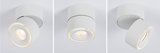 Modern white metal ceiling spotlight with warm white LED ring for adjustable lighting