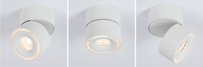 Moderne hvid metal loftspot med varm hvid LED-ring til justerbar belysning