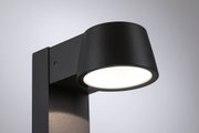 Schwarze LED-Außenwandleuchte aus Metall mit rundem Leuchtkopf und modernem Design