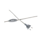 Graues Stromkabel mit Schalter und Euro-Stecker, Textilkabel für Lampen und Beleuchtung