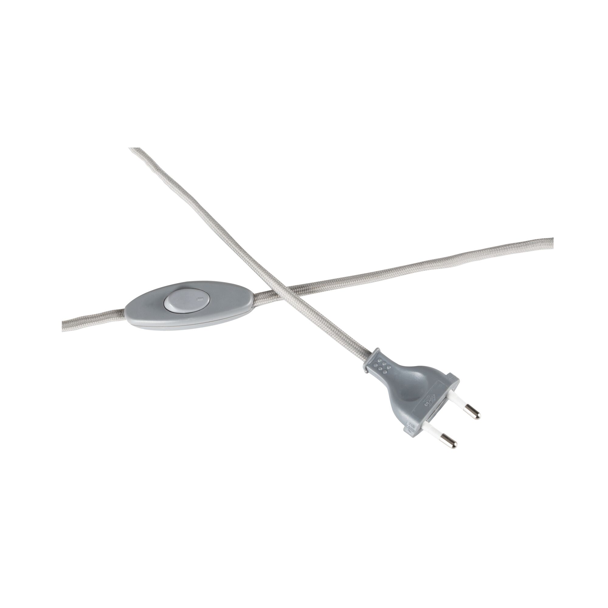 Câble d'alimentation gris en textile avec interrupteur et prise Euro pour lampes