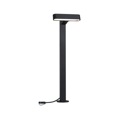 Black metal LED outdoor light with rectangular head and cable connection for garden lighting
