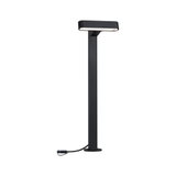 Schwarze LED-Außenleuchte aus Metall mit rechteckigem Leuchtkopf und Kabelanschluss für Gartenbeleuchtung