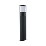 Modern black outdoor bollard light in metal with white diffuser for garden lighting