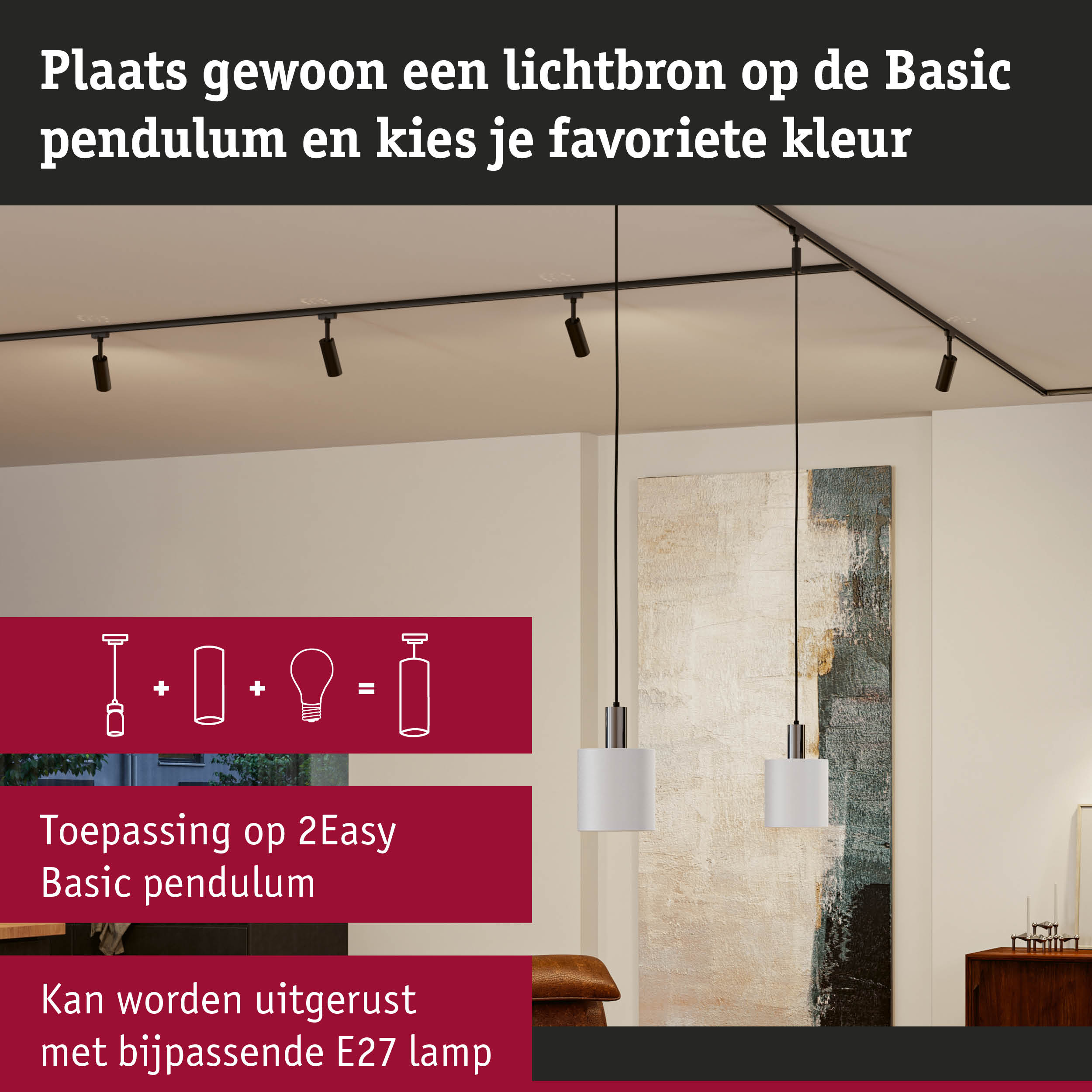 Moderne witte metalen hanglamp met E27 fitting voor flexibele verlichting in huis
