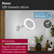Masua LED cosmetic mirror wall-mounted with 1.2 m spiral cable in chrome for bathroom use