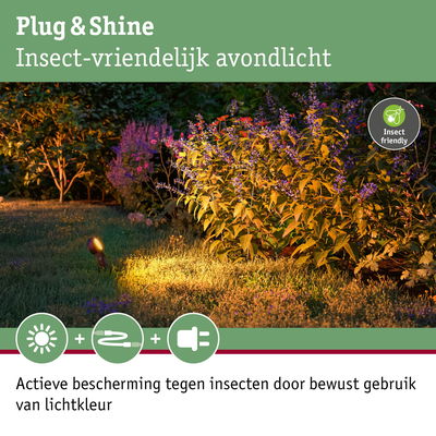 Insectvriendelijke warmwitte tuinspot voor bescherming van planten bij avondlicht
