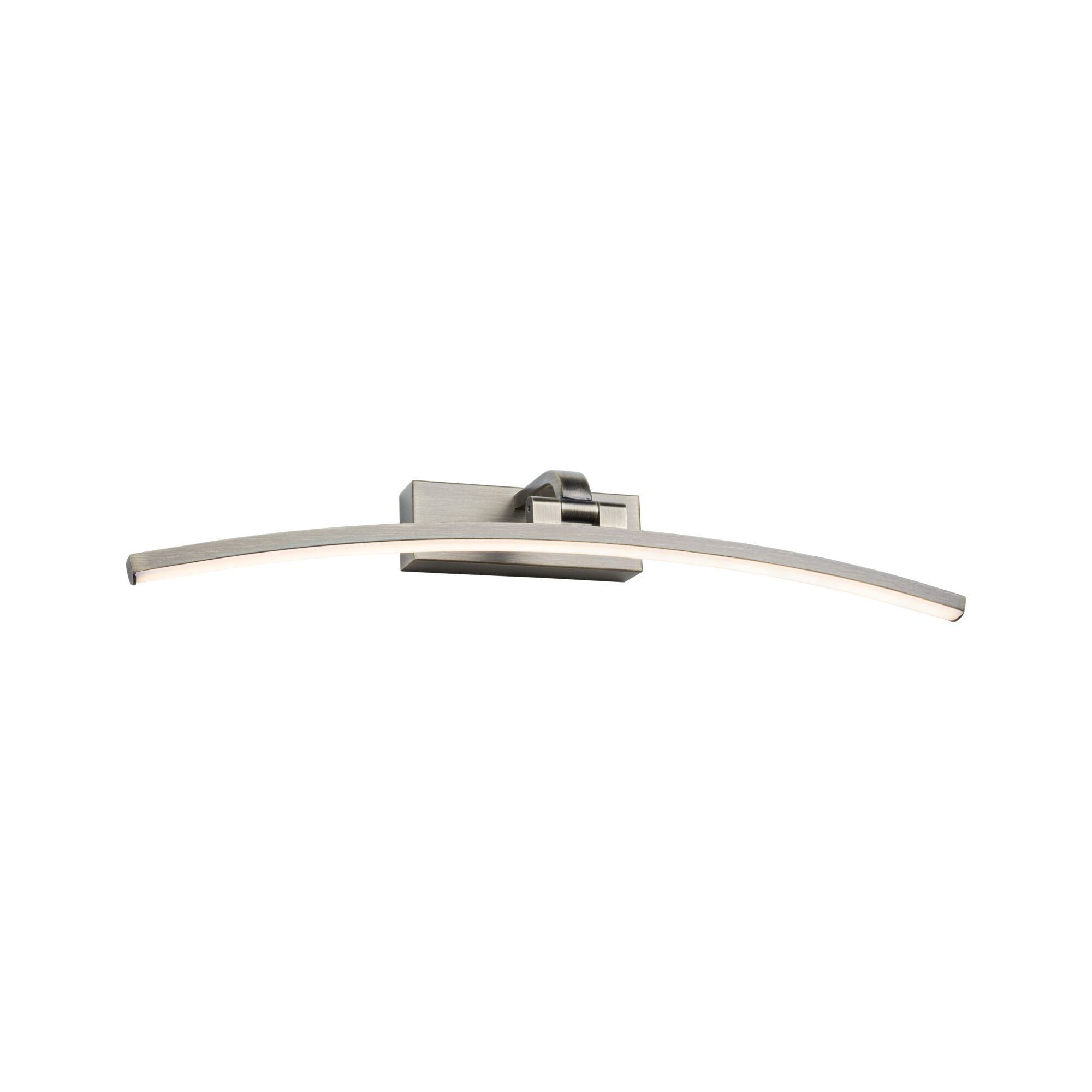Curved LED wall light in brushed silver aluminum for modern indoor lighting solutions