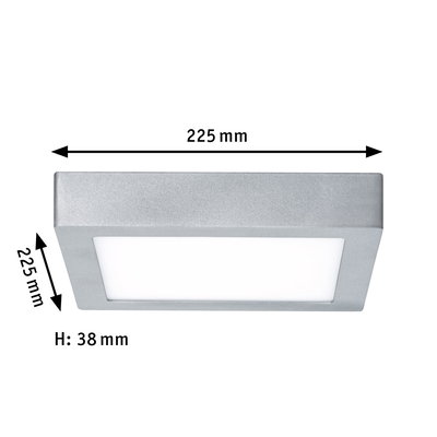 Quadratisches LED-Panel aus silbernem Aluminium, 225x225 mm, flaches Design für moderne Beleuchtung