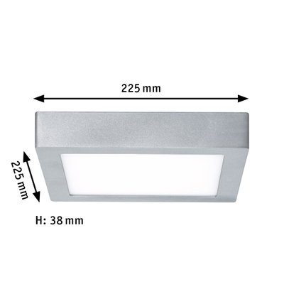 Quadratisches LED-Panel aus silbernem Aluminium, 225x225 mm, flaches Design für moderne Beleuchtung