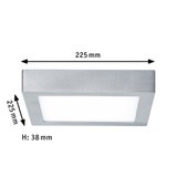 Square LED panel in silver aluminum, 225x225 mm, slim design for modern lighting solutions