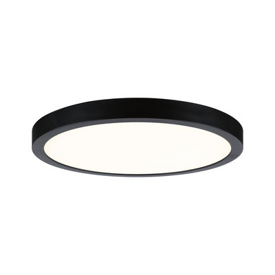 Runde LED-Deckenleuchte mit schwarzem Metallrahmen und weißem Diffusor für modernes Raumlicht