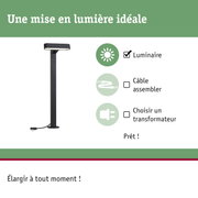 Lampadaire extérieur LED noir avec câble et prise intégrés pour éclairage de jardin
