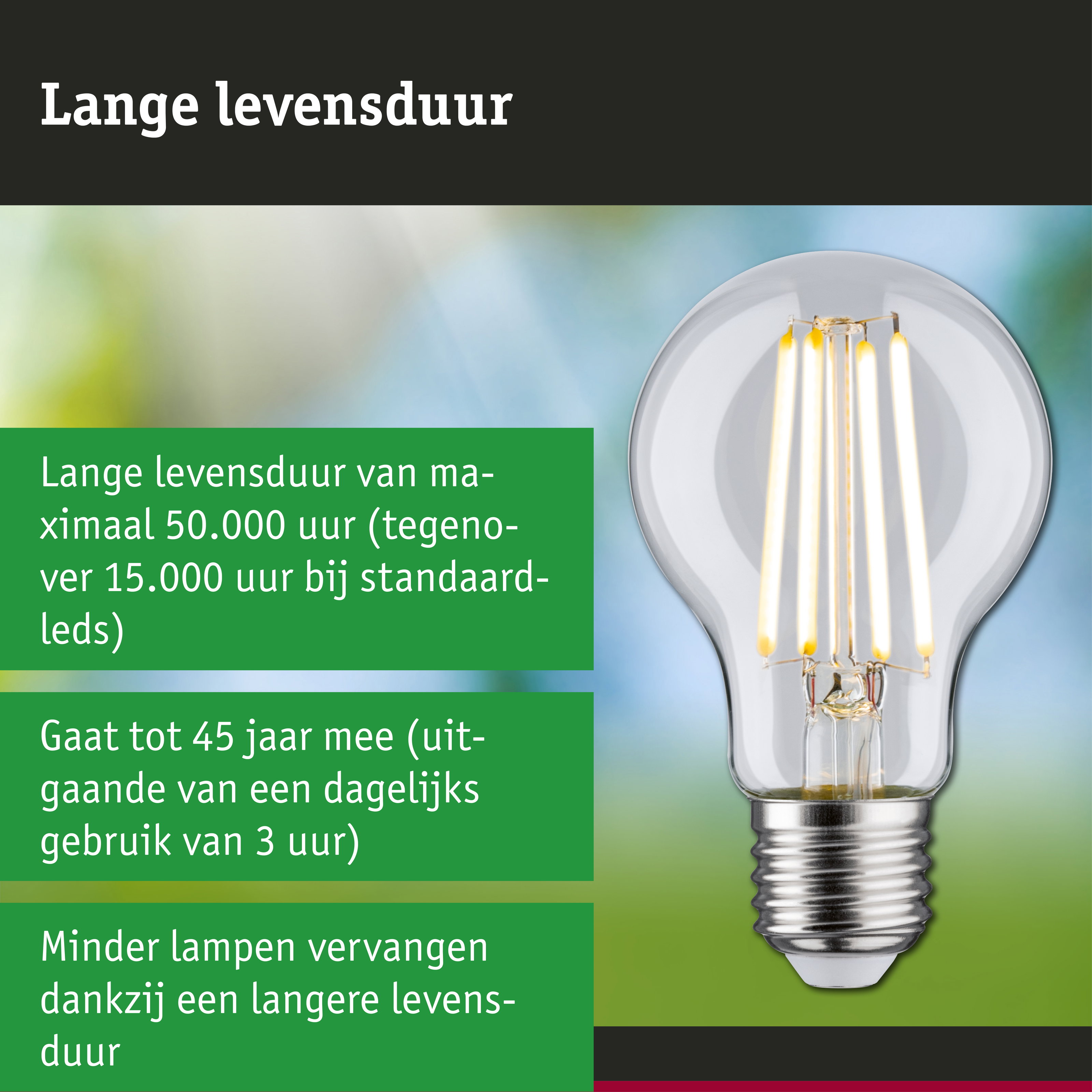 LED-lamp met lange levensduur in hand, energiezuinige LED-lamp met lange levensduur