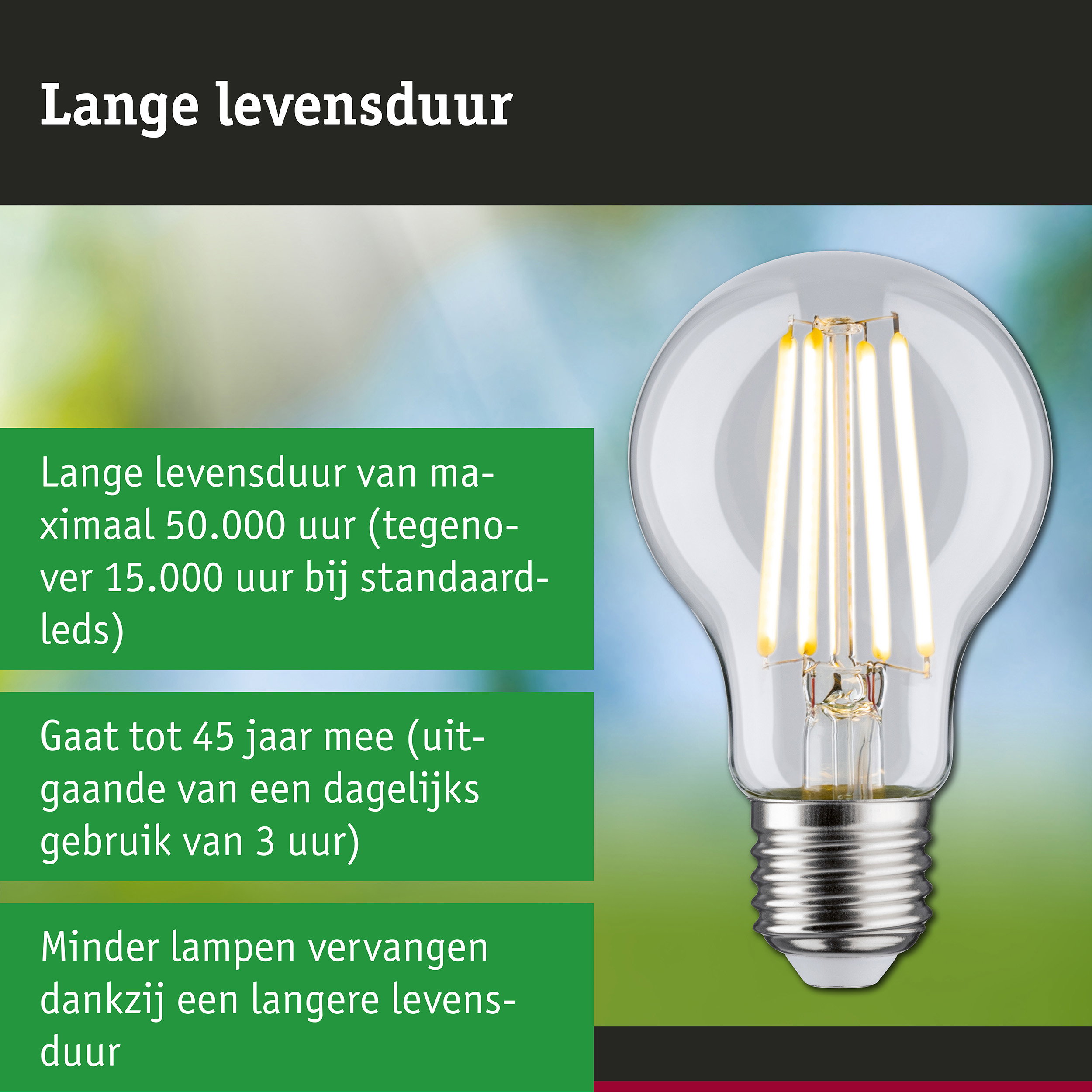 LED-lamp met lange levensduur in hand, energiezuinige LED-lamp met lange levensduur